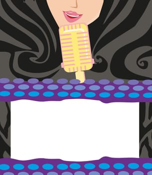 Karaoke night, abstract illustration with microphone and singer