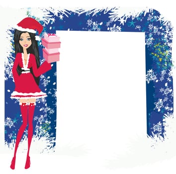 beautiful pin-up girl in Christmas inspired costume