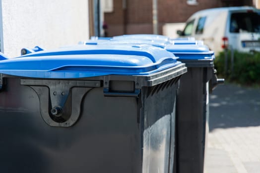 Garbage cans in closeup