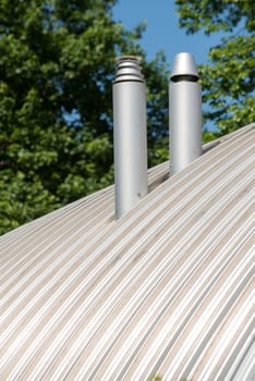 two chemneys in closeup