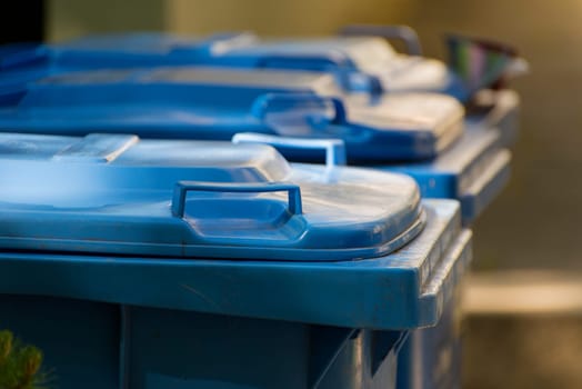 Garbage cans in closeup