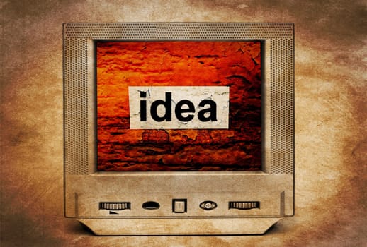 Idea text on vintage TV