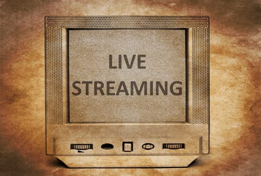 Live streaming  sign on vintage TV