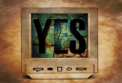 Yes sign on vintage TV