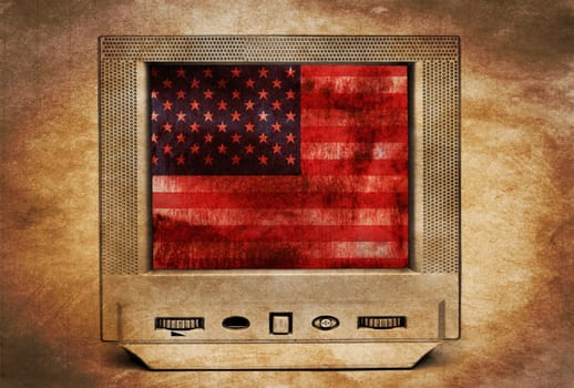 Grunge USA flag on TV