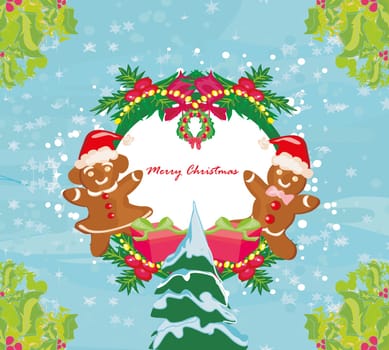 Abstract card with Christmas gingerbread
