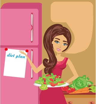happy girl and her diet plan
