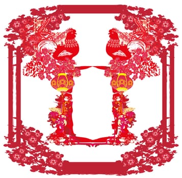 year of rooster - New Year greeting card design