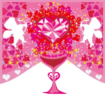 happy valentines day - card with cupids