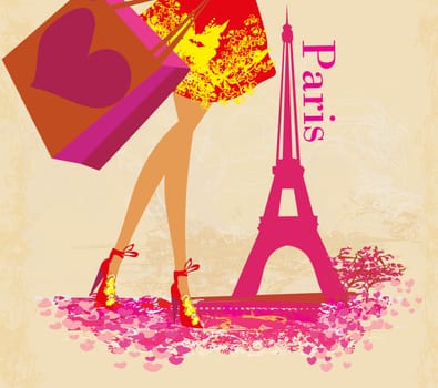 women Shopping in Paris , close-up of legs