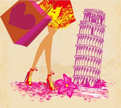 women Shopping in Italy  - card