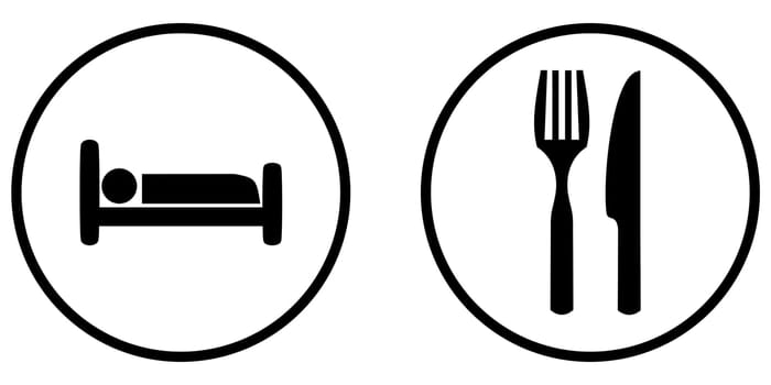 Isolated black round Button: Hotel and Restaurant