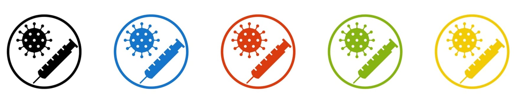 Coronavirus Vaccine Icon - Set of 5 Buttons: Covid-19 Vaccination