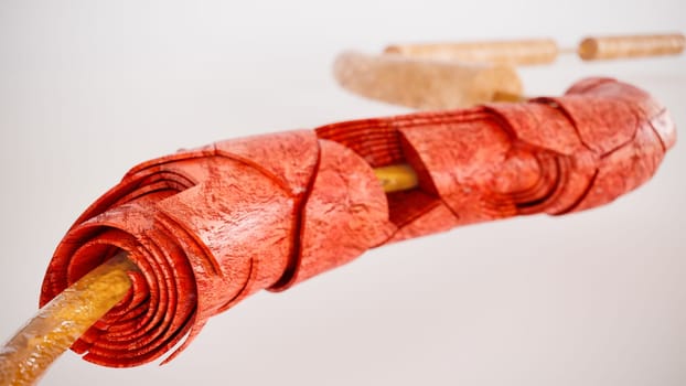 Healthy nerve next to a diseased nerve with GBS syndrome on a white background - 3D Rendering