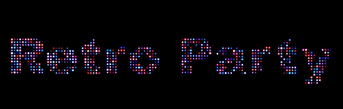 Retro party led text