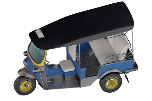 3d illustration. perspective view . Thailand three wheel native taxi, Thailand Tuk Tuk,Asia, Bangkok, Concept THAILAND TRAVEL