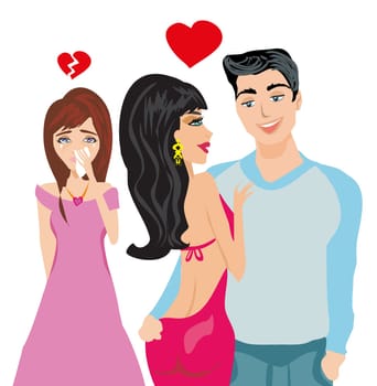 young woman jealous on a happy couple