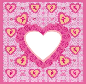 happy valentines day - card with cupids pattern