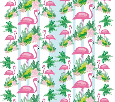 Seamless flamingo bird pattern