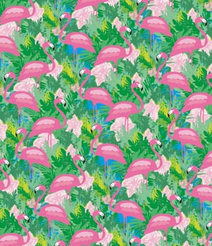 Seamless flamingo bird pattern