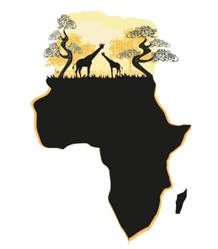 African Safari Map Silhouette