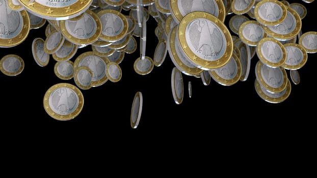 Falling euro coins. Computer generated 3d render