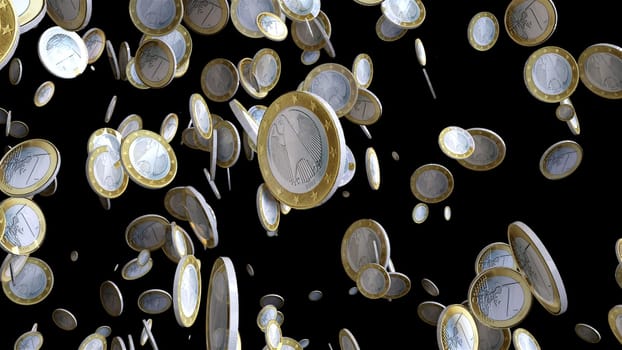 Falling euro coins. Computer generated 3d render