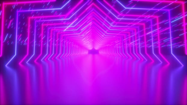 Neon tunnel. Computer generated 3d render