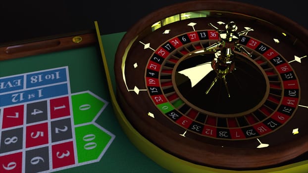 Casino roulette wheel. Computer generated 3d render