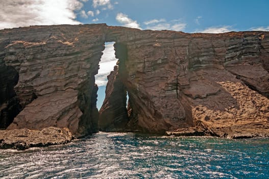 Massive Crack in a Volcanic Island on Lehua Island in Hawaii
