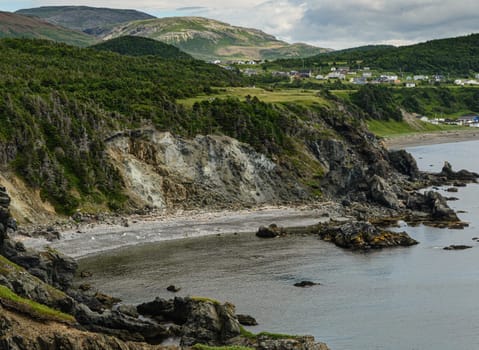 Newfoundland coastal fishing village on the sea