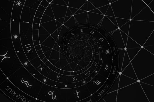 Abstract old conceptual background on mysticism, astrology, fantasy - black