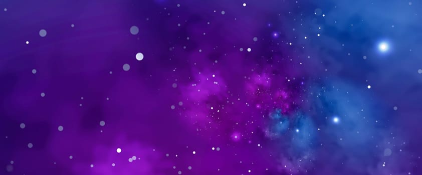 Starry background with blue and violet nebula. Concept for space, astronomy, galaxy, universe