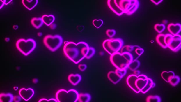 Glowing hearts icons. Computer generated 3d render