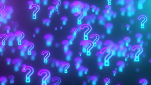 Glowing question marks. Computer generated 3d render