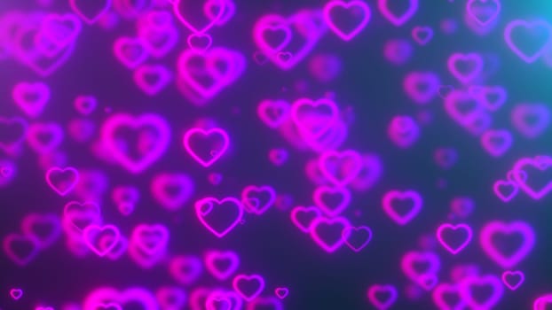 Glowing hearts icons. Computer generated 3d render