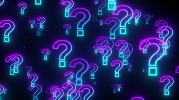 Glowing question marks. Computer generated 3d render