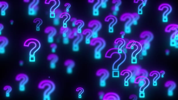 Glowing question marks. Computer generated 3d render