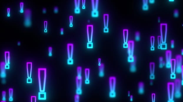 Glowing exclamation marks. Computer generated 3d render