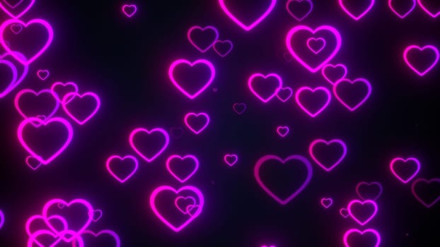 Glowing hearts icons. Computer generated 3d render