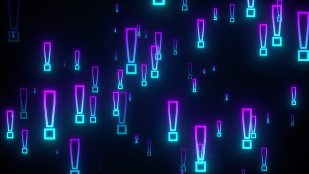 Glowing exclamation marks. Computer generated 3d render