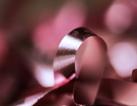 metallic pink paper streamer, Close up view