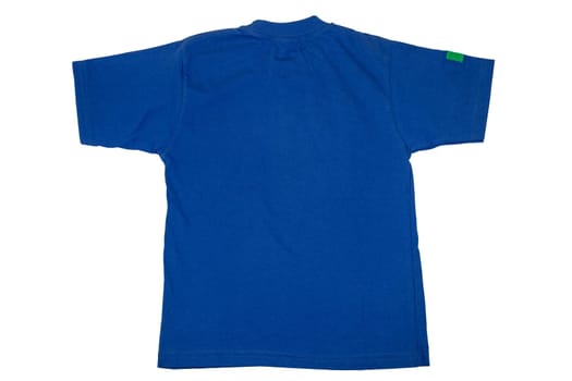 Blue t-shirt for kids. Soccer or polo shirt with the inscription italia and the number ten. Isolated on white background. Summer fashion kids. Back view.