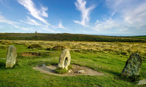 Men-an-Tol known as Men an Toll or Crick Stone - small formation of standing stones in Cornwall, United Kingdom