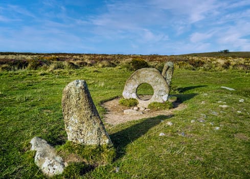 Men-an-Tol known as Men an Toll or Crick Stone - small formation of standing stones in Cornwall, United Kingdom