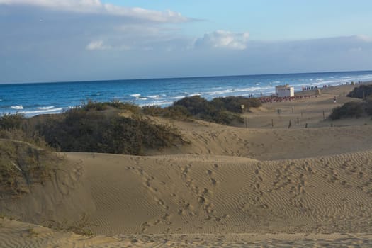 National park of Maspalomas sand dunes. Gran Canaria, Canary islands, Spain.