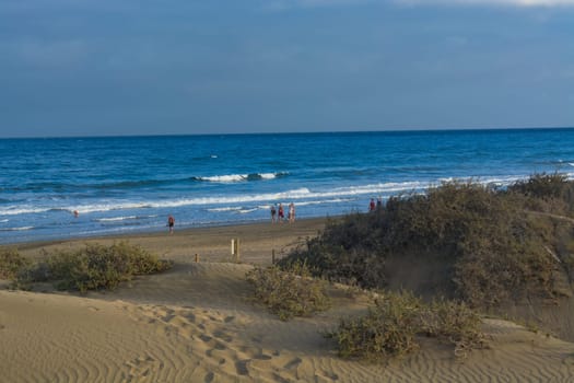 National park of Maspalomas sand dunes. Gran Canaria, Canary islands, Spain.
