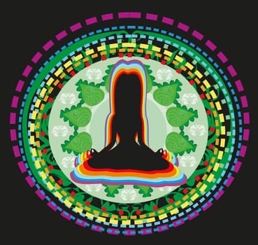 Woman silhouette sitting in lotus pose