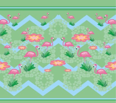 Seamless flamingo bird pattern