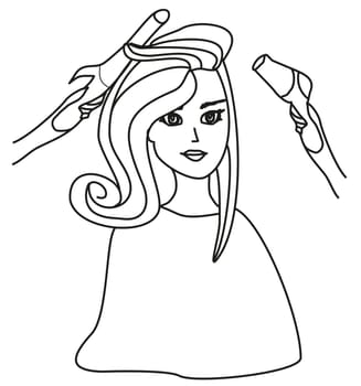 Beautiful woman in hairdressing salon - doodle Illustration